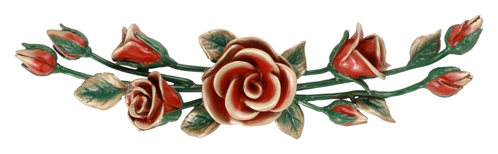 [BJ-1562DR] Bronze roses, red and decorated. (7x15x3.5cm)