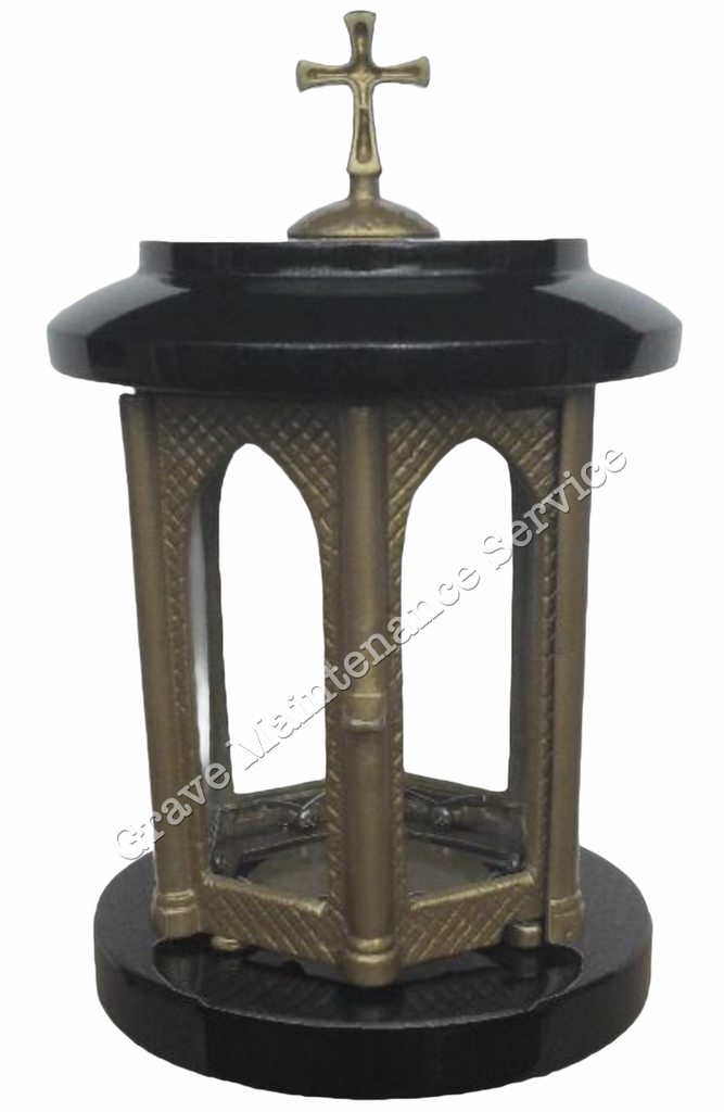 GMS-L18 Granite Lantern - GOLD CROSS