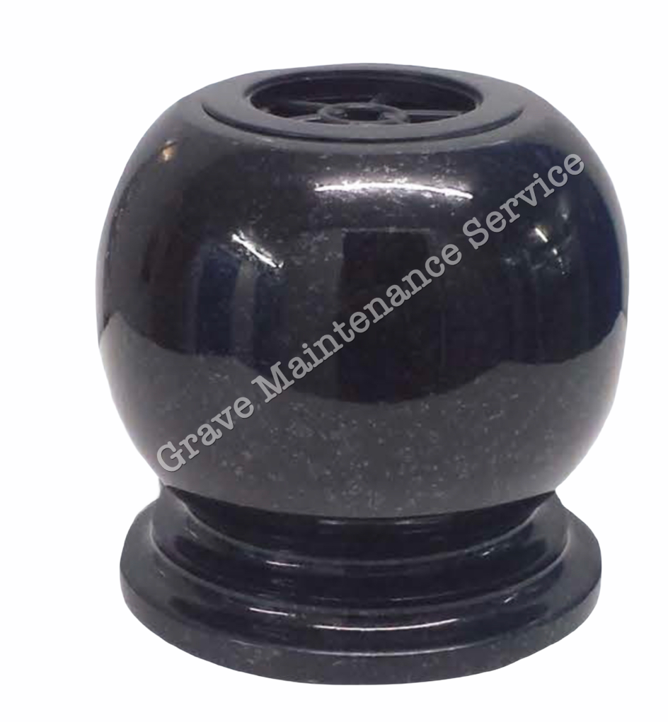 PS-V08 - Granite Ball Vase 20cm (Premium Black)
