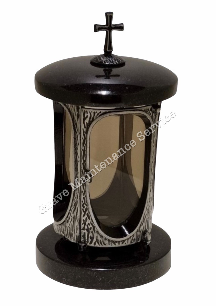 GMS-L34 Granite Lantern - SILVER CROSS (Premium Black)