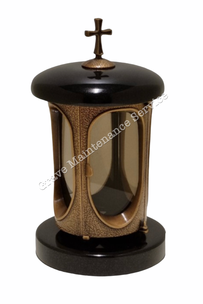GMS-L35 Granite Lantern - BRONZE CROSS (Premium Black)