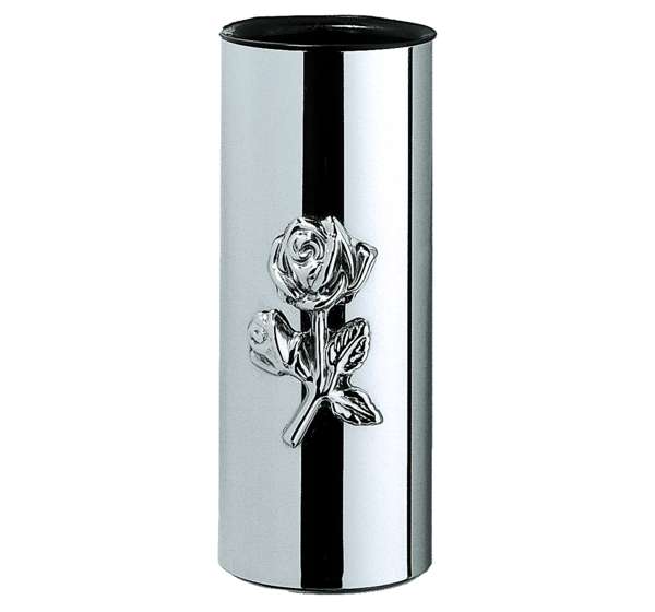 [3462A] Stainless Steel Vase with rose for cremation plaques