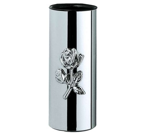 [3462A] Stainless Steel Vase with rose for cremation plaques 